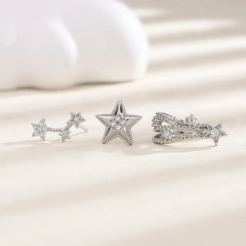 DAIIIBABYYY  -  1Pcs Punk Metal Star Ear Cuff Clip Earrings Non-Piercing Bone Pentagram Earring Fake Cartilage Ear for Women Fashion Jewelry